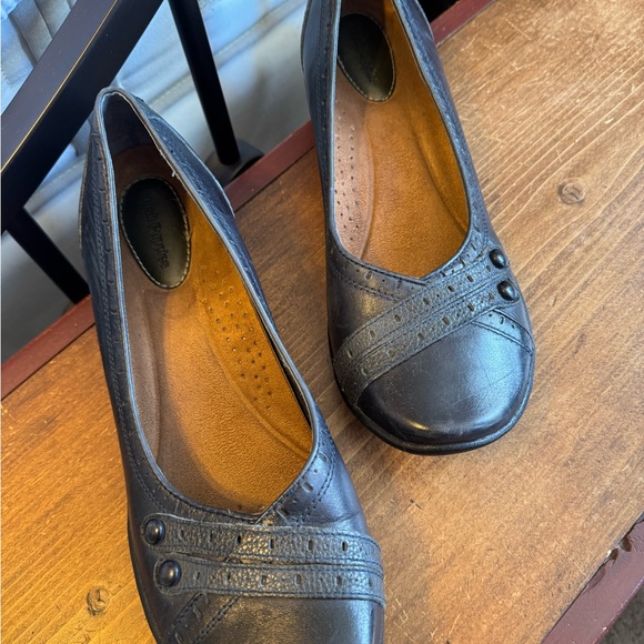 Hush Puppies Dark NavyLeather Slip-On Flats. Size 11W Comfort Shoe. - Picture 11 of 12
